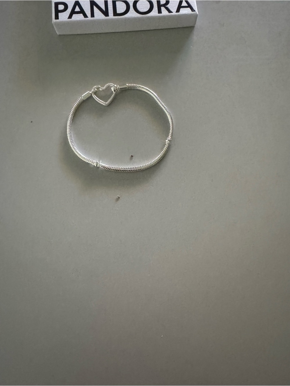 Pandora Silver Heart Clasp Snake Chain Bracelet - Silver. Authentic